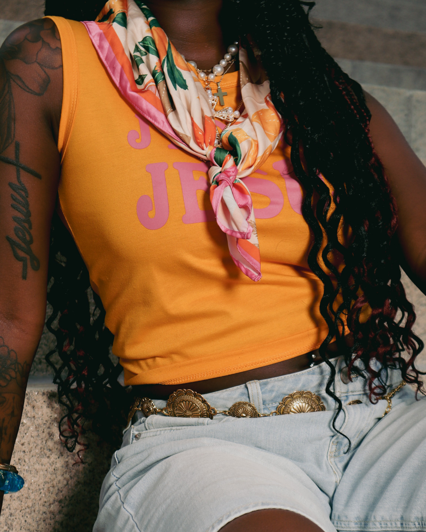 J’ADORE JESUS Tank (Orange)